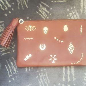 New Lucky Brand Mystical Symbols Clutch Pouch Tassel Bag.